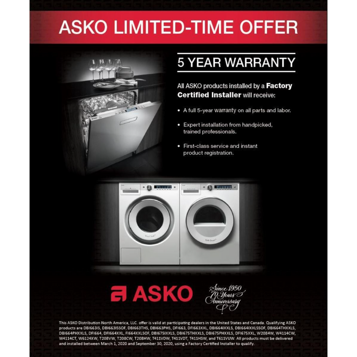 ASKO Dryers, Style Vented White XL, 65 dBA T611VUW