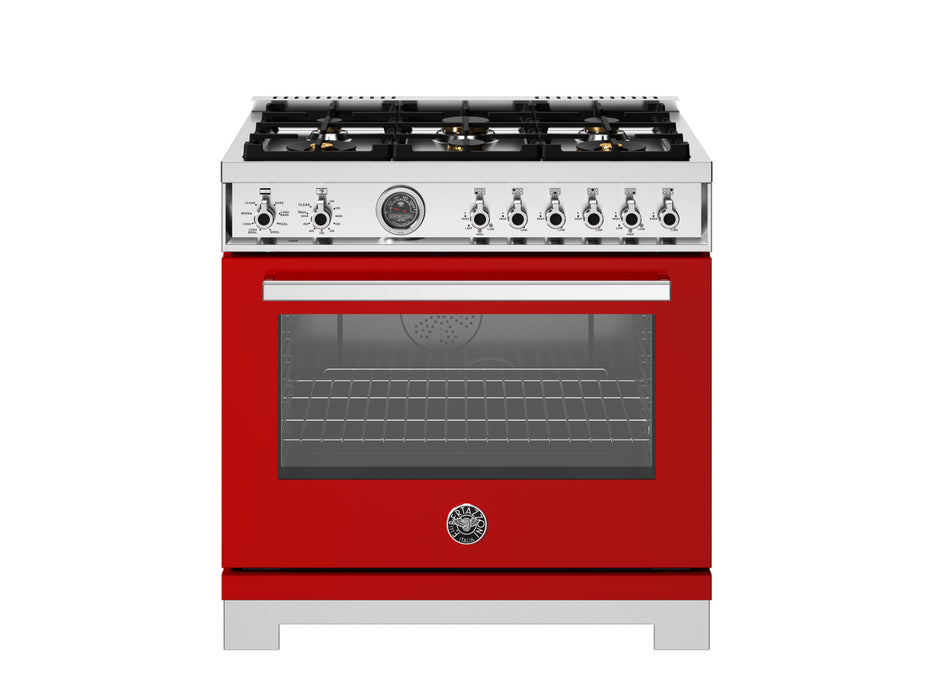 Bertazzoni 36" Professional Series range - Electric self clean oven PRO366BCFEPXT