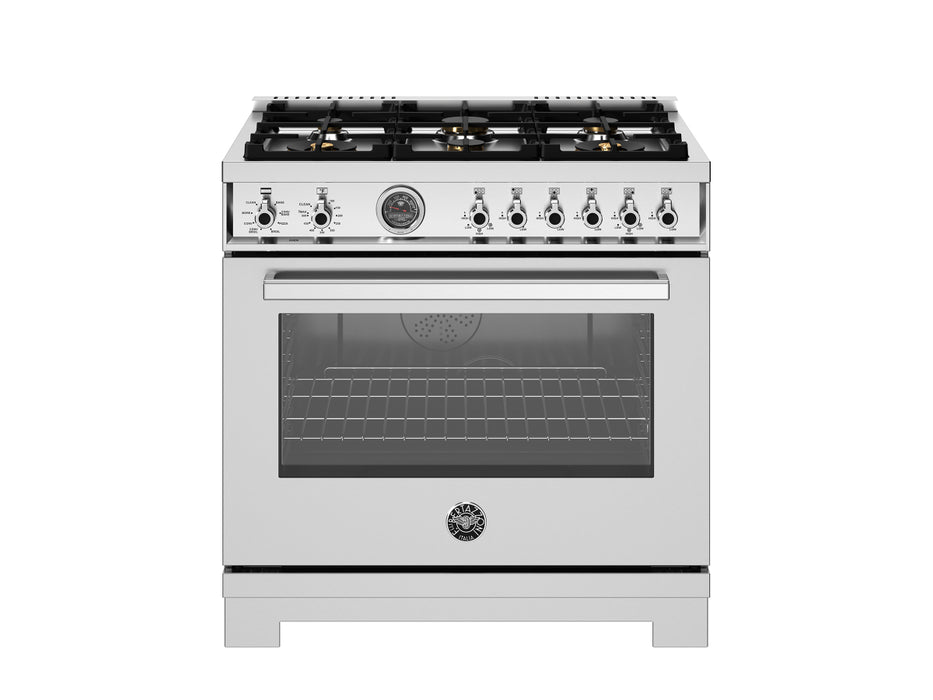 Bertazzoni 36" Professional Series range - Electric self clean oven PRO366BCFEPXT