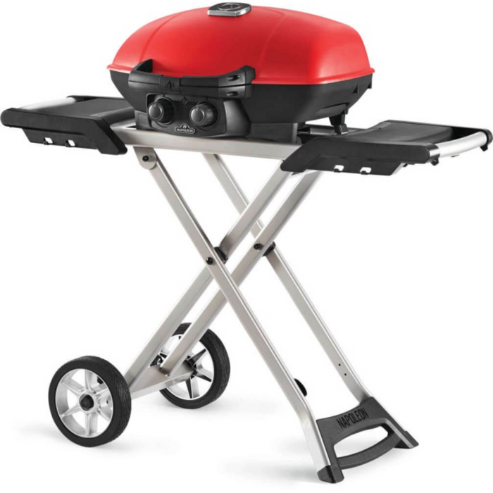 Napoleon BBQ TravelQ™ 285X Portable Propane Gas Grill and Scissor Cart with Griddle, Red TQ285X-RD-1-A